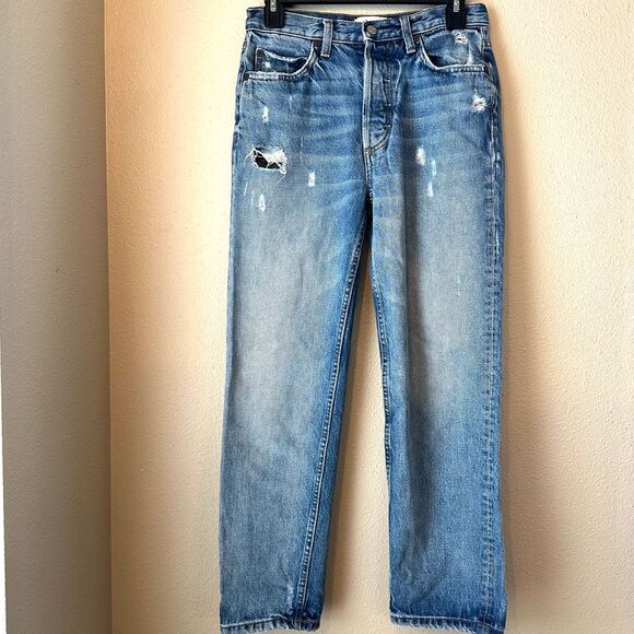 Boyish Denim - Boyish Jeans Tommy in Stage Door Mid Rise‎ Distressed Cotton Crop Size 26